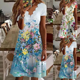 New Loose Vintage Ruffles Casual Befree Dress Large Big Summer Printed Party Beach Dresses Plus