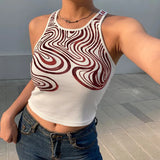 Tiger Printed Tees Vest Crop Top Women Letter Animal Print Crop Top Sleeveless Tank Tops Casual Skinny Female