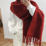 Mohair Thick Scarf Female Autumn And Winter Warm Double-sided Korean Version Of The Wild Long Collar