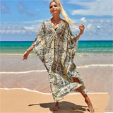 Toloer Middle Woven Polyester Loose Plus Size Bikini Smock Beach Dress Sunscreen Beach