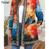 Print Long-Sleeved Cardigan Jacket 2023 Spring Autumn Women's Jacket New Women's Clothing Fashion Boho Coat
