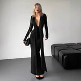 Women's Fashion Deep V Sexy Long-Sleeved Ribbon In Autumn 2025 Women's Dress