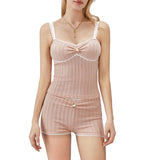 Women Sweet 2 Piece Shorts Sets Summer Clothes Casual Sleeveless Crop Tops and Floral Lace Shorts Sexy Club Streetwear-Outfit