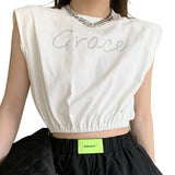 Women Letter Clothes Harajuku Crop Tank Tops Summer 2024 Sleeveless Loose T-shirts y2k Aesthetic Clothing Tube Tops Streetwear-Outfit