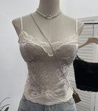 Up The Coat Series Velvet Lace Lace Sling With Chest Pad Wear Vest Top