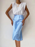 Purple Satin Silk Skirt Women High Waisted Summer Long Skirt New 2023 Elegant Ladies Office Skirts Midi Spring-Outfit
