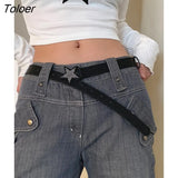 Subculture Fashion Women Belts Y2K Streetwear PU Leather Star Buckle Jeans Decorative Ladies Kpop Retro Decorative