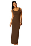 Tank Solid Summer Long Dress Sleeveless Elegant Female Thin Sexy Dress O-Neck Vest Slim Maxi Beach Simple Sheath