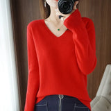 V-neck Sweater Women Autumn Winter Solid Keep Warm Pullovers Fashion Soft Loose Female Jumper Tops Knitted