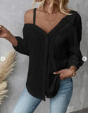 Shoulder Long-Sleeved Shirt Women's
