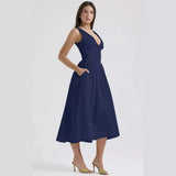 Summer New Body-Body Sling Dress Fashion Print V-Neck Temperament