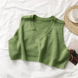 Vest Women Hot Sale Fashion Simple Solid Spring Fall Ladies Cropped Sweaters All-match Korean College Female