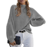 2025 New Loose Half-High Collar Knitwear Women's Solid Color Turtleneck