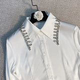 Solid Elegant Blouses For Women Lapel Collar Long Sleeve Minimalist Slim Blouse Women's Clothing Summer 2023