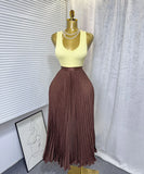 Fashion Folding Wave Half-Dress French Sweet High-Waisted A-Shaped Skirt Mid-Long Folds