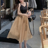 Summer Vintage Strap Dress Women Sleeveless Design One Piece Dress Korean Fahion Bandage Beach Party Midi Dresses