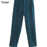 ZBZA Pant Women High Waisted Pants Women Office Beige Pants Chic Button Zip Elegant Pink Casual Woman Pants