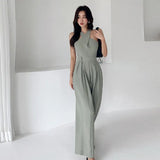 New Women Jumpsuits Sexy Backless Rompers Female Solid Wide Leg Office Lady