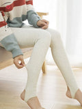 Warm Fleece Lined Super Thick Warm Leggings Women Winter Spandex Ribbed Slim Pattern Leggins Winter High Waist Basic