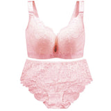 Plus Size Bra Set Push Up Bras and Panty Set Wide Back Underwire Lingerie Set White C / D Cup