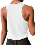 U-Neck Solid Cotton Blend Button Regular Tank