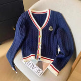 Collar Sweater Female Retro Thicked Autumn And Winter New Korean Version Loose Outside Wear Waist Thin Knitted