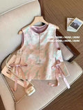 Chinese Style Printing Bandage Design Feeling Vest Women's Dress Gentle And Fashionable To Wear Sleeveless Vest-Outfit