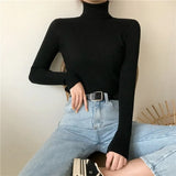 Solid Color Basic Versatile Turtleneck Sweater Thick Winter Long Sleeve Classic Knitted Bottoming Shirt Women Top