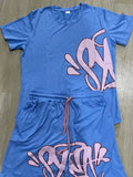 High Street Fashion Hip Hop Suit Men 2023 Summer Fashion T-Shirt Printed Syna Shorts-Outfit