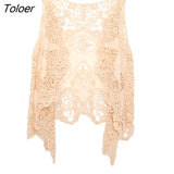 Hippie Froral Patch Design Vest Retro Vintage Crochet Summer Beach Cover Up Top Asymmetric Open Stitch Kimono