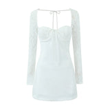 New Lace Sleeve Steel Support Slim Mini Dress In Autumn-Outfit