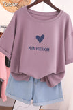 100% Cotton L-5XL T Shirt Plus Size Tshirt Short Sleeve Cartoon Women Top Summer Sweet Couple O Neck Oversized T