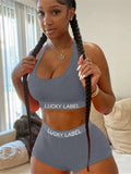 Summer Streetwear 2 Two Piece Sets Women Outfits Sleeveless O Neck Crop Top Skinny Shorts Suits Black Matching Dress