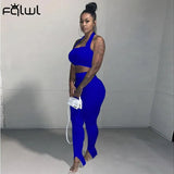 Women Streetwear Bodycon Halter Crop Top And Sweatpants Matching Sets 2 Two Piece Set Ladies Outfit 2021 Female