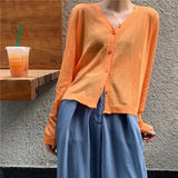Women Knit Solid Simple Female See-through Sun Protection Long Sleeves Casual Summer Newest Popular Loose Elegant
