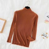 Casual Sweater Women 2021 Long Sleeve Ruffle Sweater Knitted Slim Korean Pullover Solid Bottoming Shirt All Match