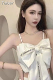 Bow Crop Tops Female 2023 Women's Clothing Sling Slim Waist Tank Korean Y2k Top Summer Sexy Club Camis Ropa Mujer