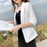Toloer And Linen Imitation Hemp Small Suit Female 2024 Summer Thin Korean Version Leisure Slim Show Thin Professional Seven Minutes Sleeve Suit Coat-Outfit