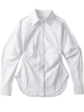 White Slim Shirt For Women Lapel Long Sleeve Solid Minimalist Button Through Blouse Female Spring Clothing 2022