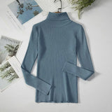2021 Autumn Winter Sweater Knitted Women Khaki Long Sleeve Slim Casual Turtleneck Pullover Ladies White