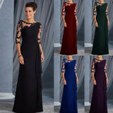 Spring And Summer Wish New Explosive Long Lace Perspective Round-Neck Sleeve Dress