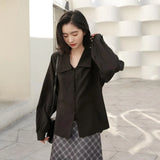 Winter Women Vintage Lantern Sleeve Shirt Blouses Single Breasted Blouse Female Loose Shirts