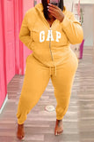 Plus Size Sportwear Zipper Print Long Sleeve Hoodies And Pant 2 Piece