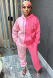 Contrast Color Hoody Sweatsuit with