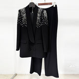 New Star Fashion Heavy Industry Nails And Studded Suit Jacket Trousers Set Two-Piece