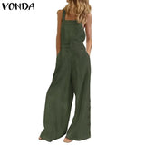 Overalls 2021 VONDA Female Solid Party Playsuits Femme Office Overalls Women Jumpsuits Femininas