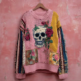 New Coarse Needle Cloth 3D Digital Printing Men's And Women's Round Collar Collar Knitting Striped Coat Women's