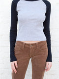 Vintage Patchwork Ribbed T-shirt Women Autumn Casual O-Neck Long Sleeve Tee Shirt Retro Streetwear Y2K T Shirts Tops-Outfit
