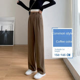 Spring Autumn White Wide Leg Women's Pants Korean Style High Waist Thin Suit Pants Straight Loose Sagging Feeling