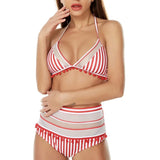 Sexy Halter Retro Mesh Hollow Out String Biquini Bathing Suit Female Swimsuit High Waist Plus Size Swimwear Women